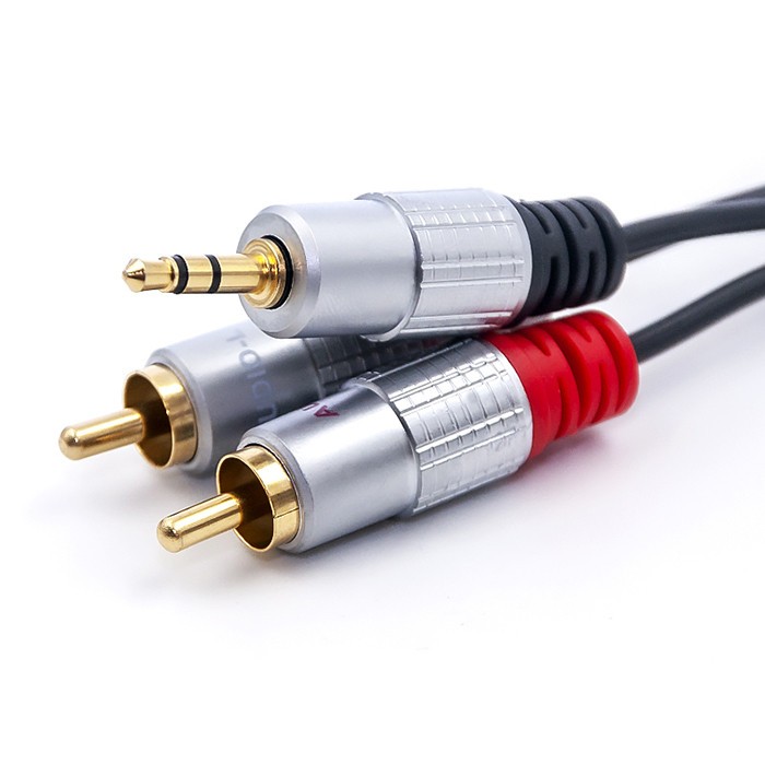 2x RCA (moški) na 3.5mm mini jack (moški) kabel, 3m, črn 4
