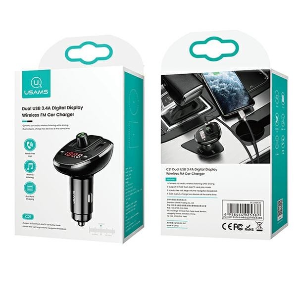 Komplet za prostoročno telefoniranje C21 s FM oddajnikom, MP3, Bluetooth, 2x USB 3.4A 2