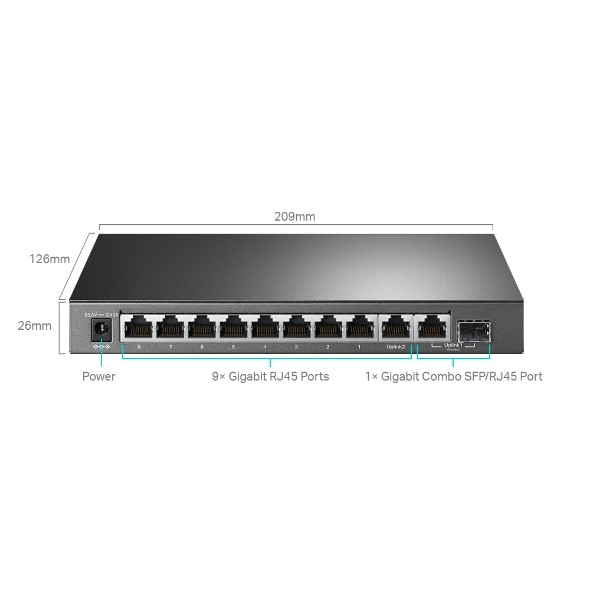 TP-LINK Smart Switch SG1210MPE, 8x GE PoE+, 1x GE, 1x SFP 3