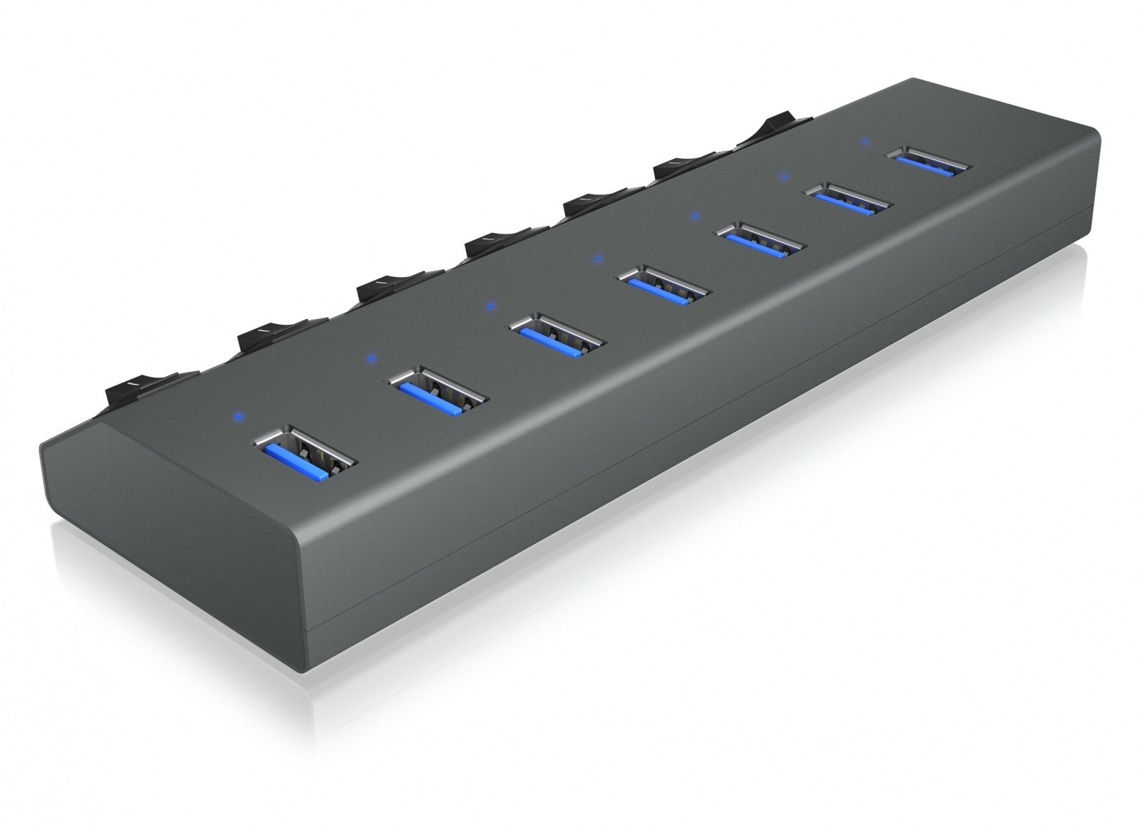 IcyBox IB-HUB1701-C3 USB hub, 7x USB-A, stikalo na port 5