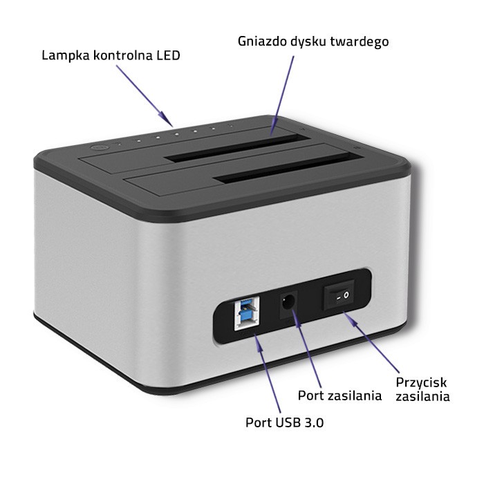 Dvojna postaja za diske 2,5"/3,5" SATA HDD/SSD s kloniranjem, USB 3.0 7
