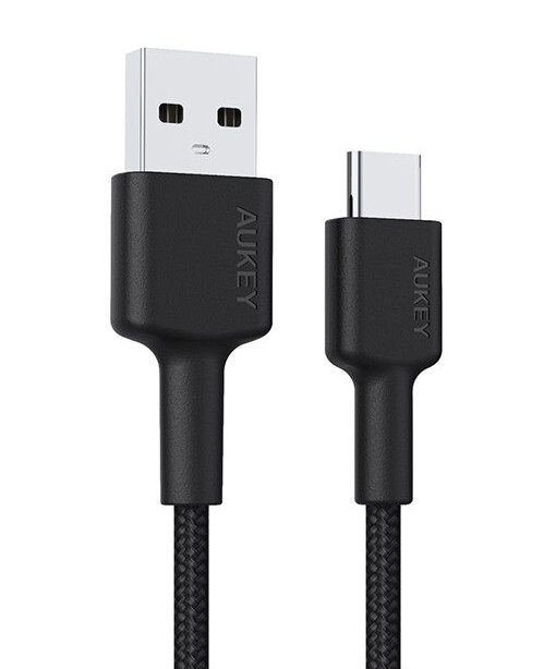 USB-C na USB-A kabel, 2m, 60W PD, 3A, najlonski ovoj, črn