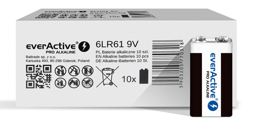 Alkalne baterije R9/6LR61 9V PRO ALKALINE, pakiranje 10 kos 5