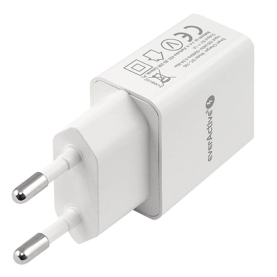 Omrežni polnilnik 1xUSB SC100 1A, bel 3