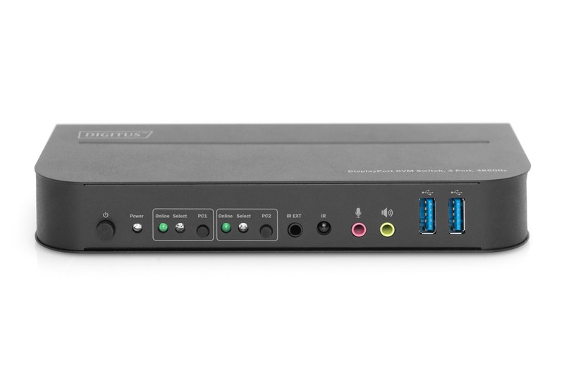 Digitus KVM preklopnik 2-portni DisplayPort na HDMI, 2x1, 4K 60Hz, 2x USB, audio 3