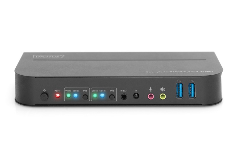 Digitus KVM preklopnik 2-portni DisplayPort na HDMI, 2x1, 4K 60Hz, 2x USB, audio 4