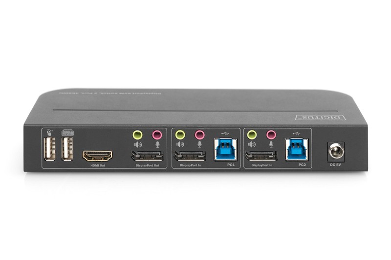 Digitus KVM preklopnik 2-portni DisplayPort na HDMI, 2x1, 4K 60Hz, 2x USB, audio 5