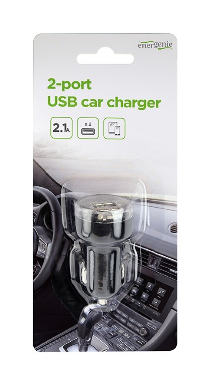 Avtomobilski polnilnik 2xUSB, 2.1A, črn 3