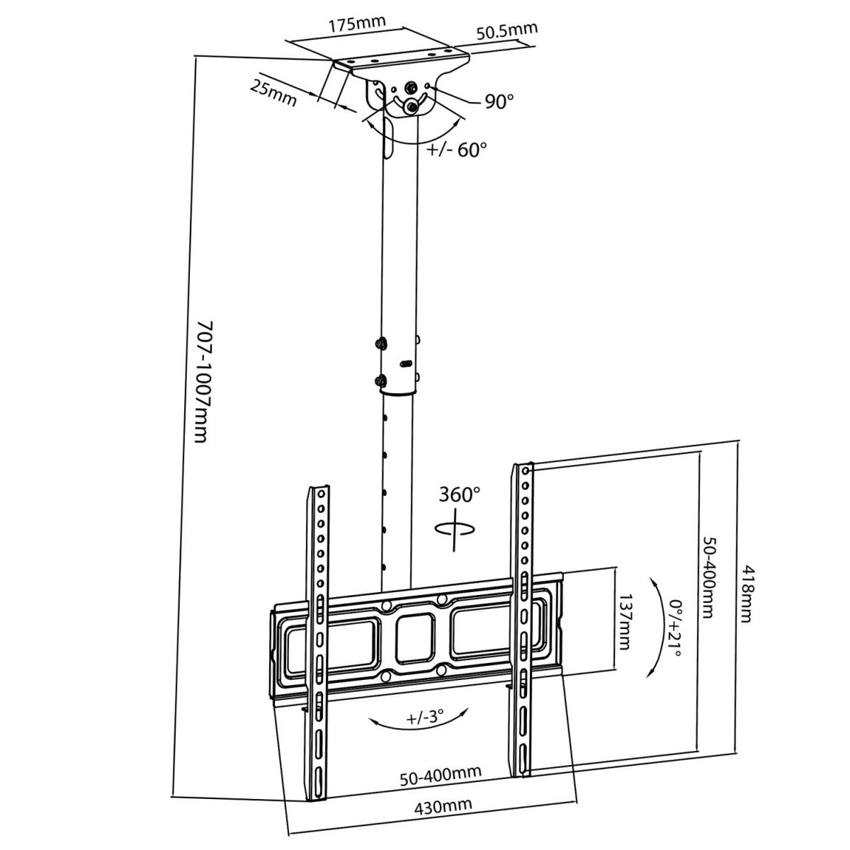 Stropni nosilec za TV MC-943 7