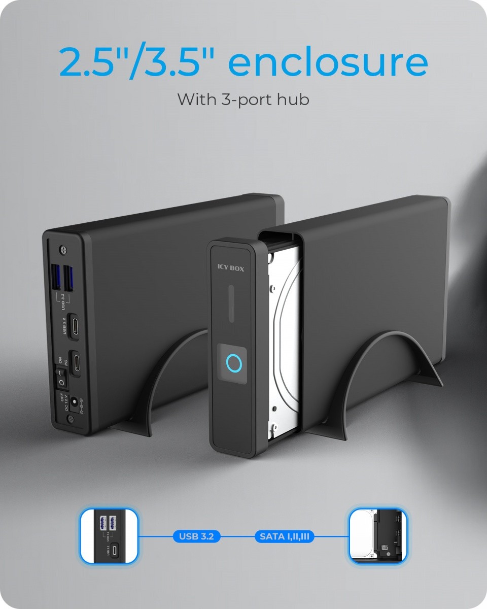 Ohišje za 2,5/3,5 HDD z vgrajenim HUB-om 6