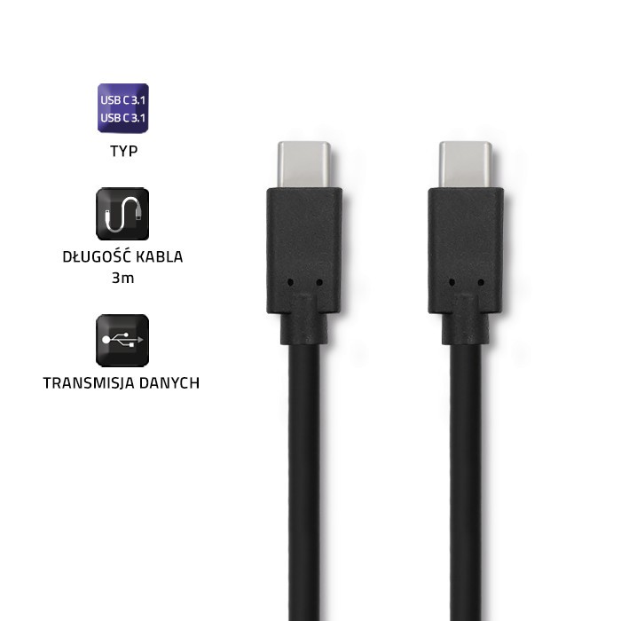 USB 3.1 tip C moški | USB 3.1 tip C moški kabel, 3m, črn 5