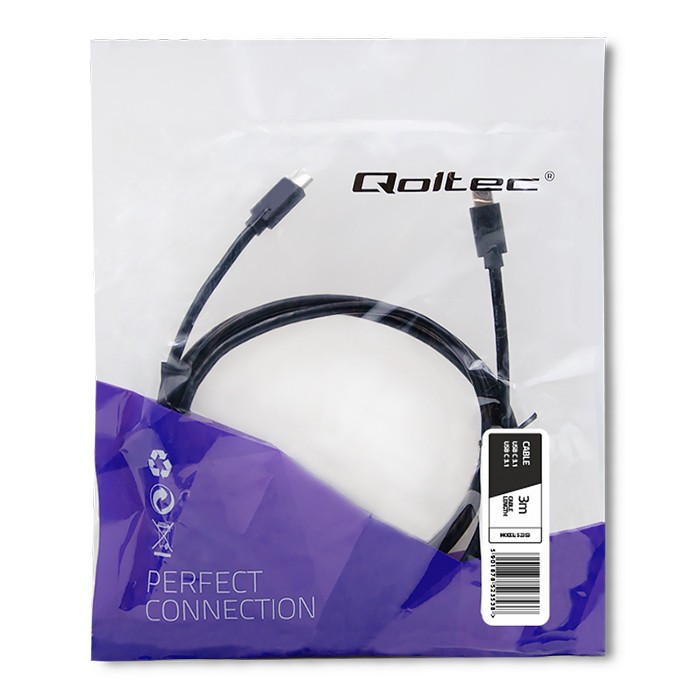 USB 3.1 tip C moški | USB 3.1 tip C moški kabel, 3m, črn 8