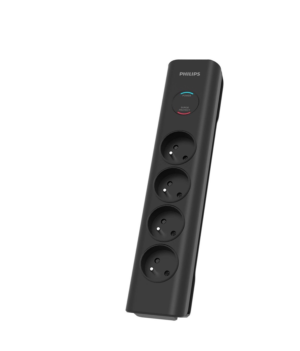Philips SPN7040BA/60 prenapetostna zaščita, 4 vtičnice, 2m, črna