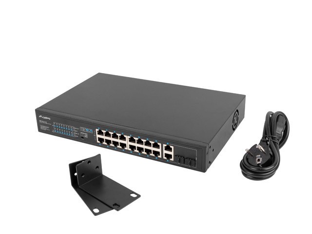 Neupravljani mrežni preklopnik (switch) 16-portni Gigabit PoE+/Combo, 19" Rack 2