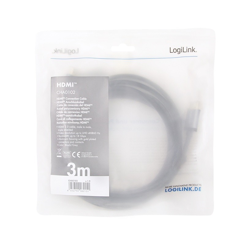 Kabel HDMI 4K/60Hz, aluminijast, 3m, črn 4