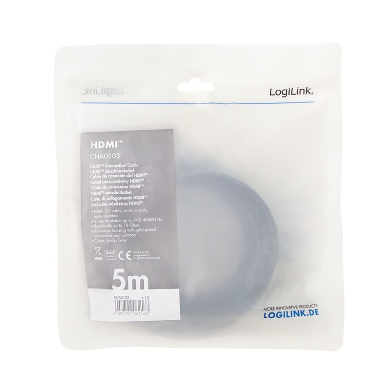 Kabel HDMI 4K/60Hz, aluminijast, 5m, črn 4
