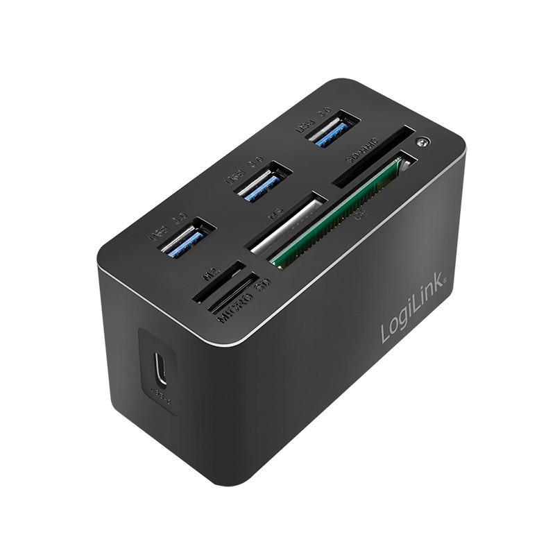 USB 3.2 priklopna postaja, 8-portna, mini, črna