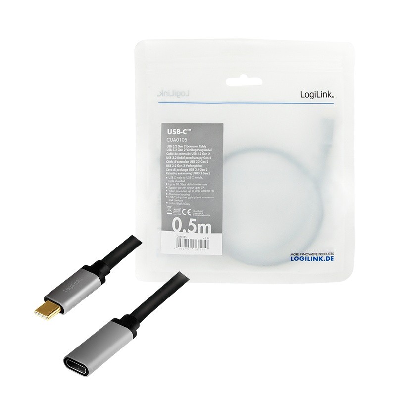 Podaljševalni kabel USB-C M/F, 4K/60Hz, aluminijast, 0.5m 5