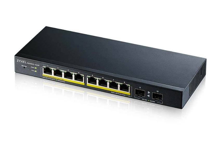 Mrežni stikalo ZYXEL GS1900-10HP v2, 8 port L2 PoE, 2xSFP, 70W