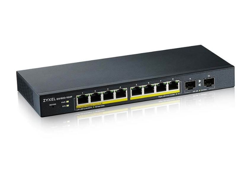 Mrežni stikalo ZYXEL GS1900-10HP v2, 8 port L2 PoE, 2xSFP, 70W 2