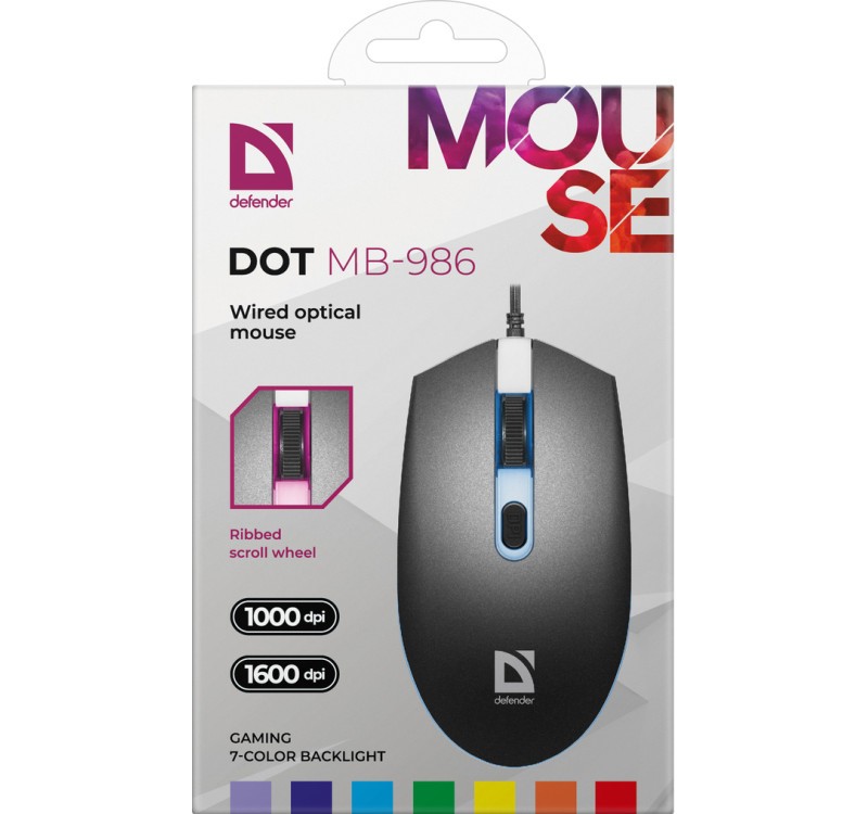 Gaming miška DOT MB-986, optična, 7 barv, 1000dpi, 4P 7