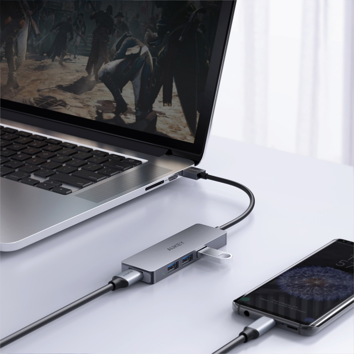 Aluminijast USB-A HUB CB-H36, Ultra Slim, 4v1, 4xUSB 3.0, 5Gbps 3