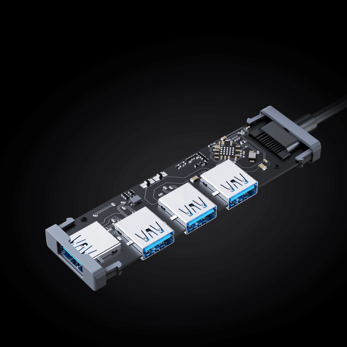 Aluminijast USB-A HUB CB-H36, Ultra Slim, 4v1, 4xUSB 3.0, 5Gbps 7