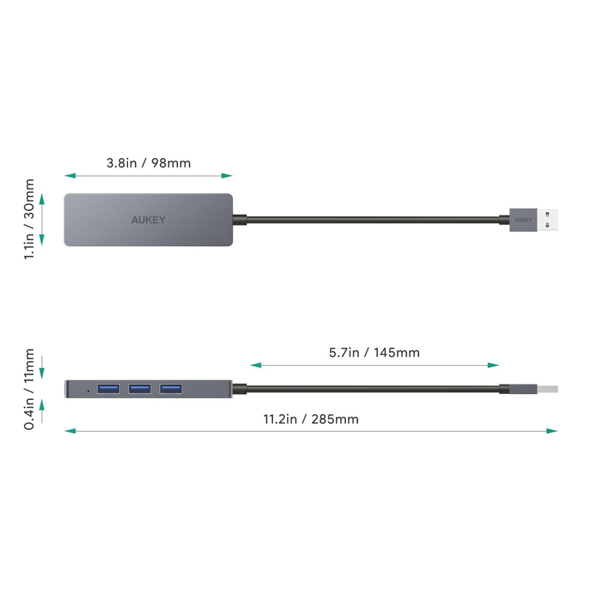 Aluminijast USB-A HUB CB-H36, Ultra Slim, 4v1, 4xUSB 3.0, 5Gbps 8