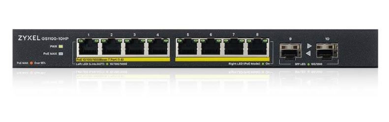 Zyxel GS1100-10HP mrežni preklopnik, 8xGbE, 2x SFP, 120W PoE 3