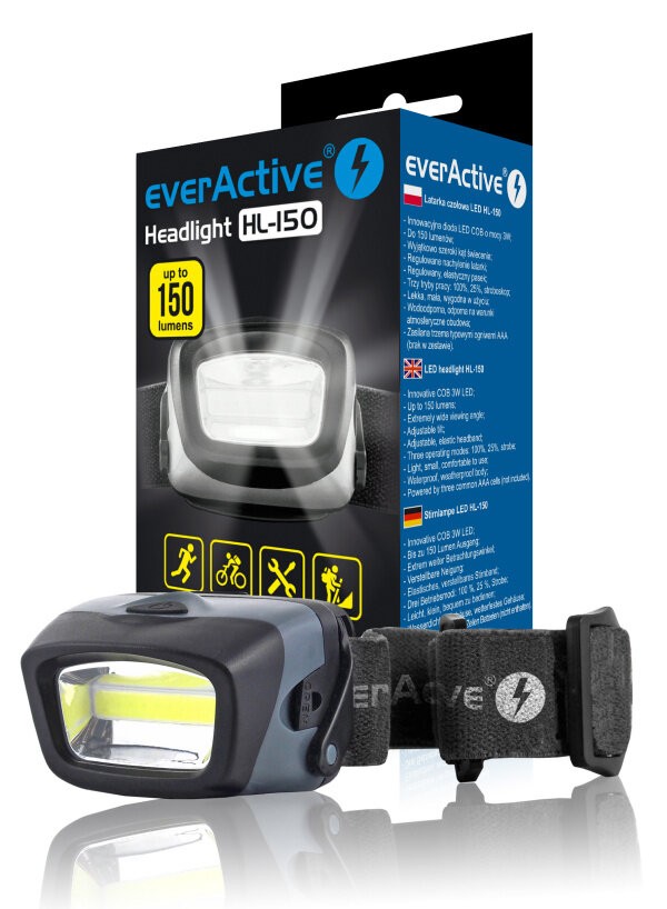 Naglavna LED svetilka, 150 lumnov HL150
