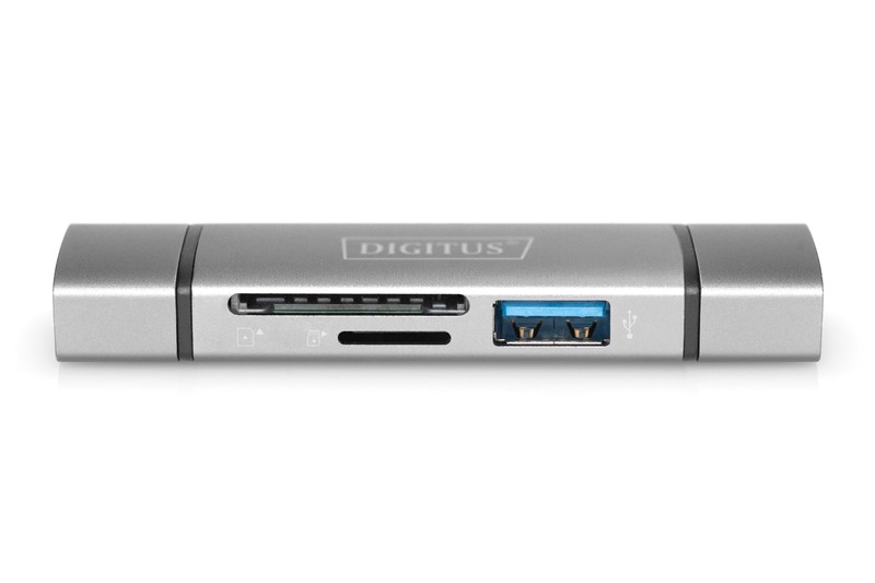 Bralnik kartic USB-C 3-v-1, aluminijast, siv 4