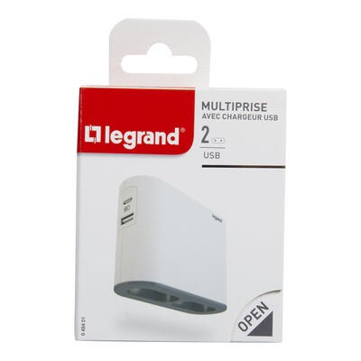 Razdelilnik 2x2P + USB A, belo/črn 3