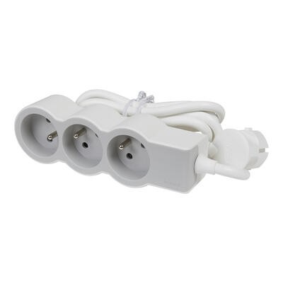 Legrand 3x2P+Z podaljšek, 3m, belo-siv