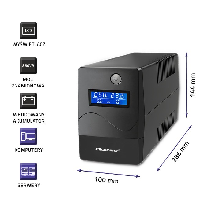 UPS napajalnik Monolith 850VA / 480W z LCD in USB 4