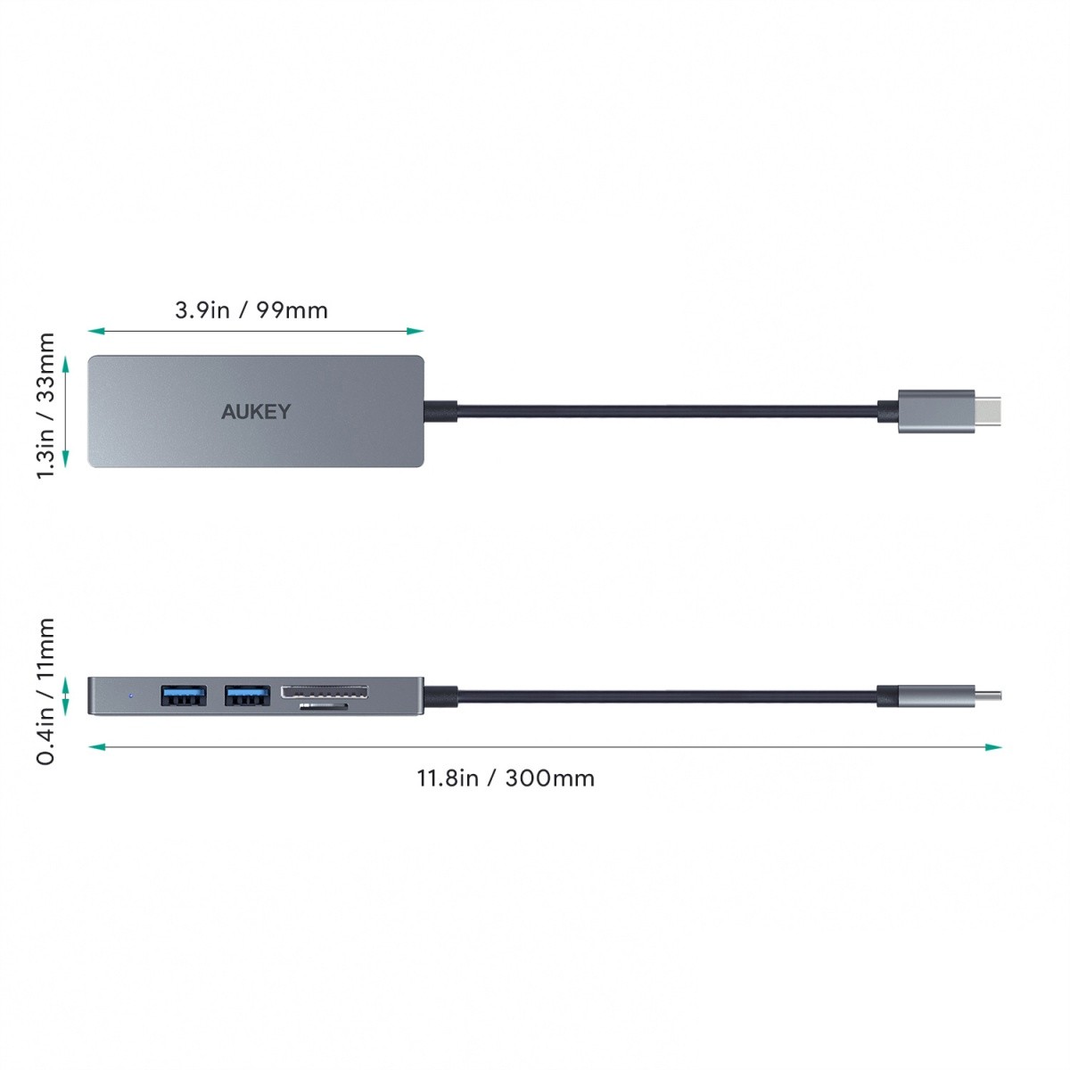 USB-C Hub CB-C63 aluminijast | Ultra tanek | 4v1 | 3xUSB 3.1 | 1xMicroSD & SD 4