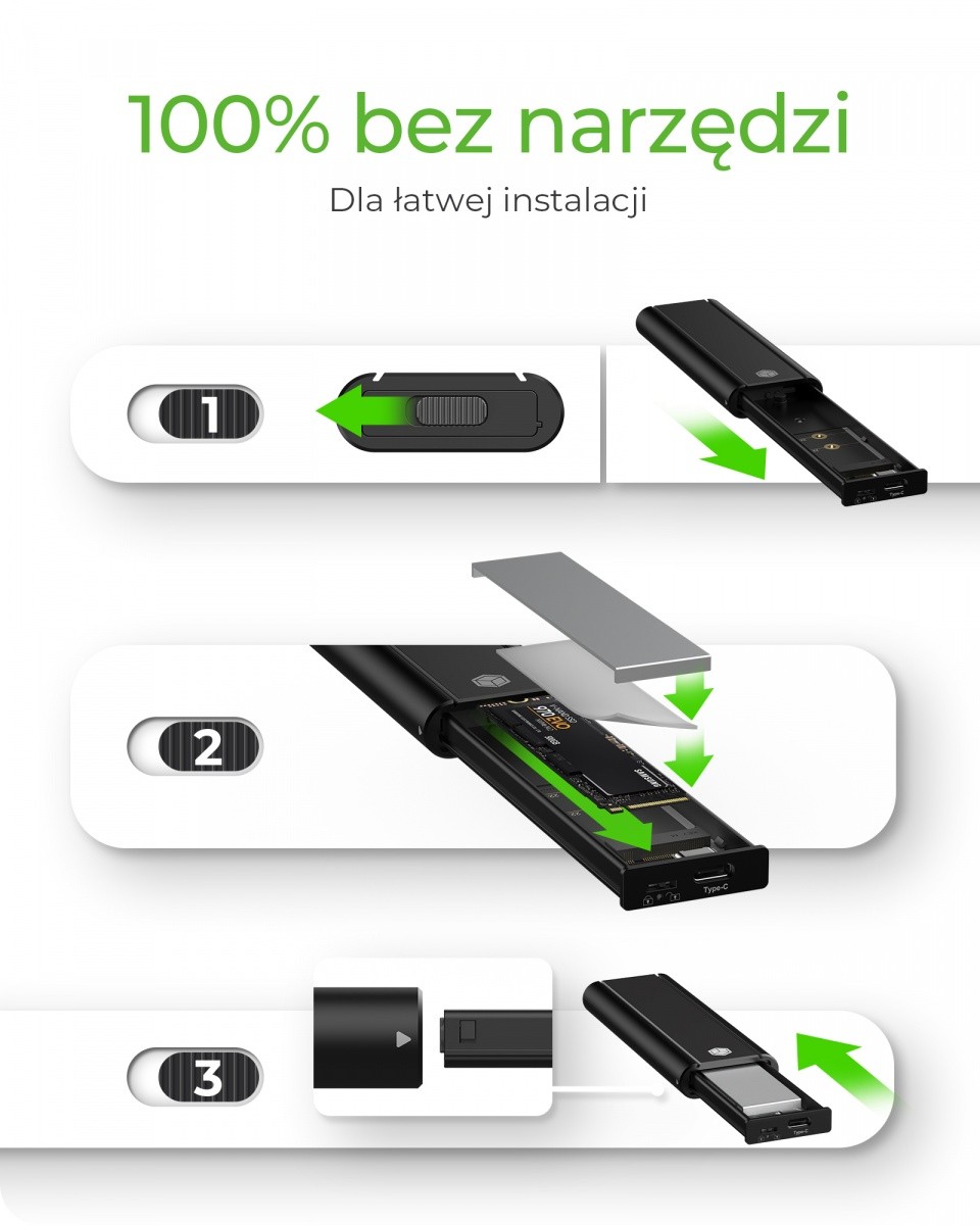 Ohišje za SSD disk M.2 NVMe, USB 3.2 Gen2 Type-C, aluminij 6
