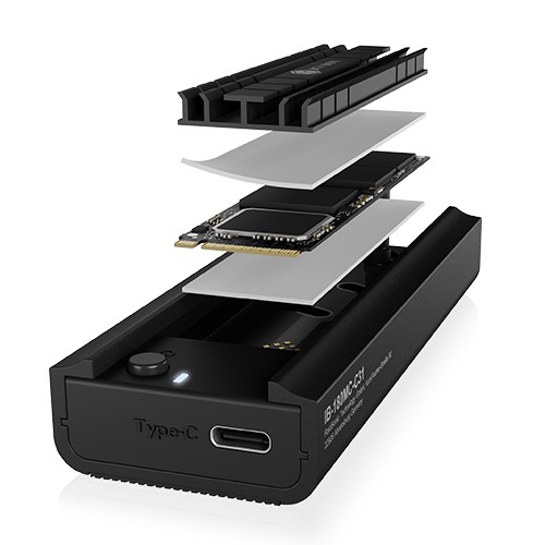 Priklopna postaja za M.2 NVMe in SATA SSD, USB 3.2 Gen2 Type-C, aluminij
