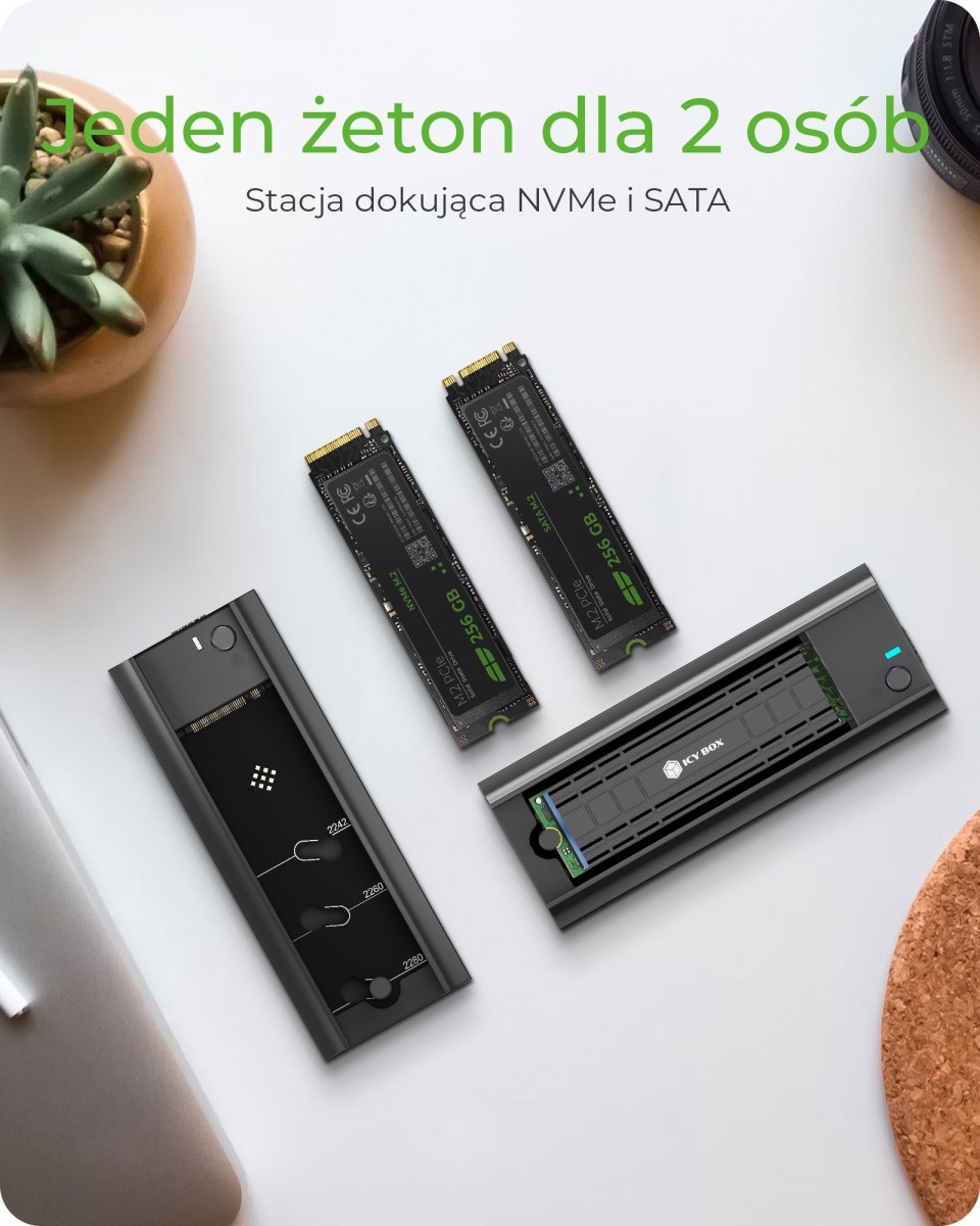 Priklopna postaja za M.2 NVMe in SATA SSD, USB 3.2 Gen2 Type-C, aluminij 4