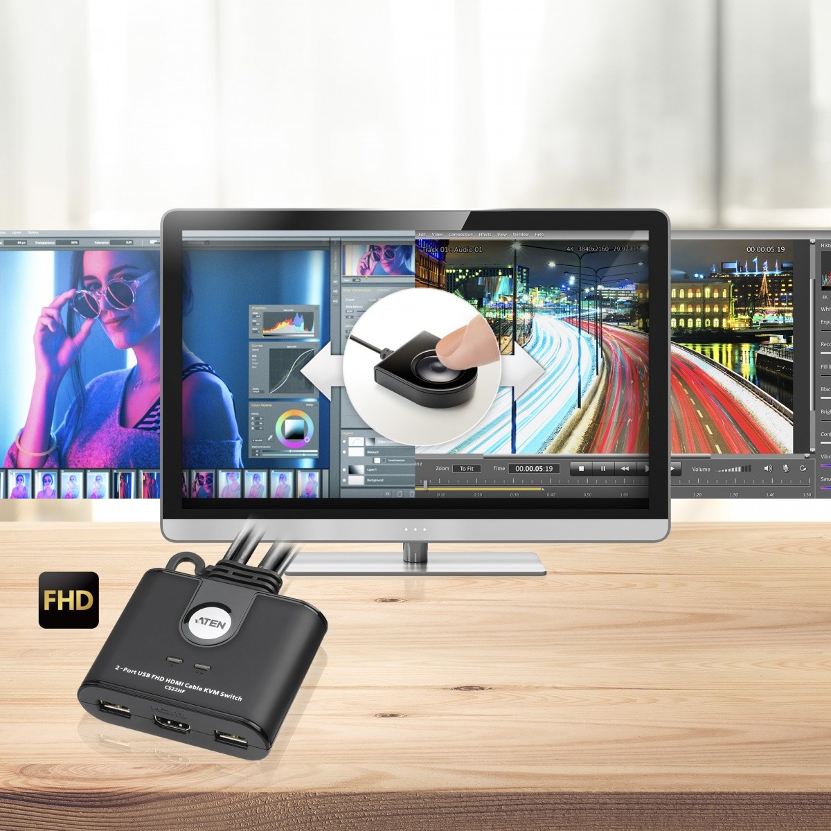 ATEN 2-portni USB VGA/FHD/HDMI KVM preklopnik 3