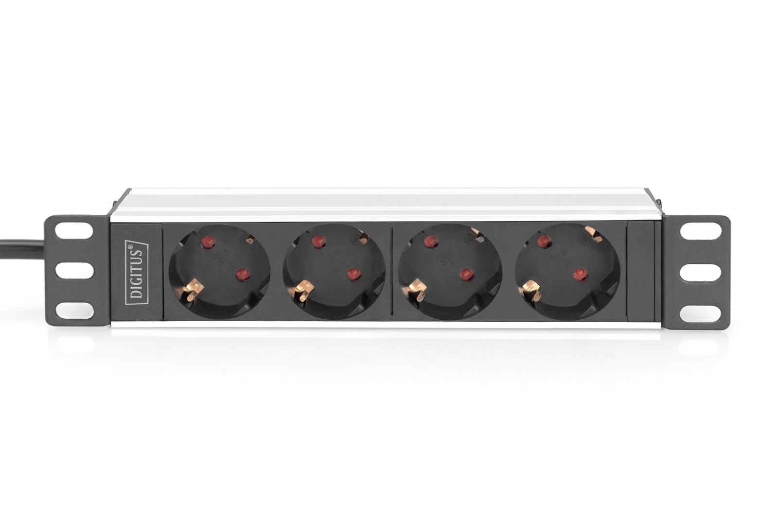 Napajalna letev za omare 10" RACK, 4xSchuko, 2m, 1xUnischuko, 16A, aluminijasta 2