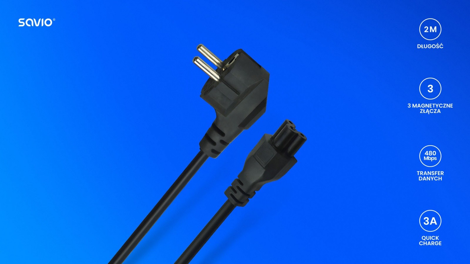 Napajalni kabel "detelca" (cloverleaf), 3 m, CL-158 5