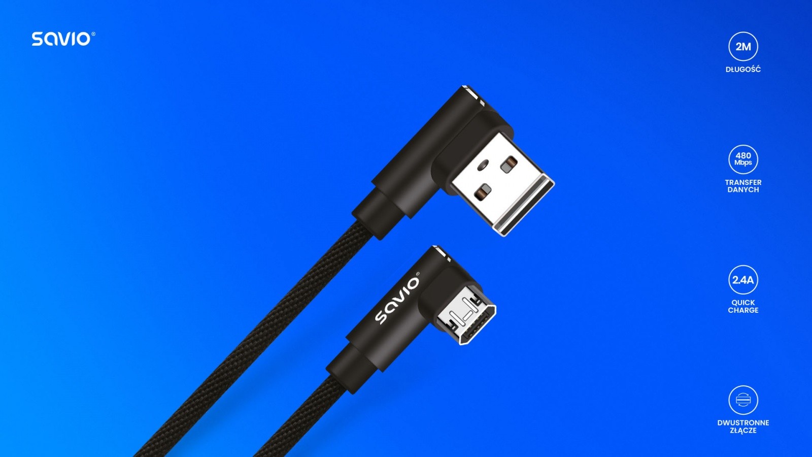 Kabel USB A na Micro USB obojestranski, 2 m, CL-162 6
