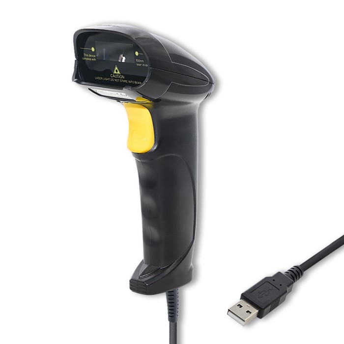 Laserski bralnik črtnih kod 1D | USB | Črna