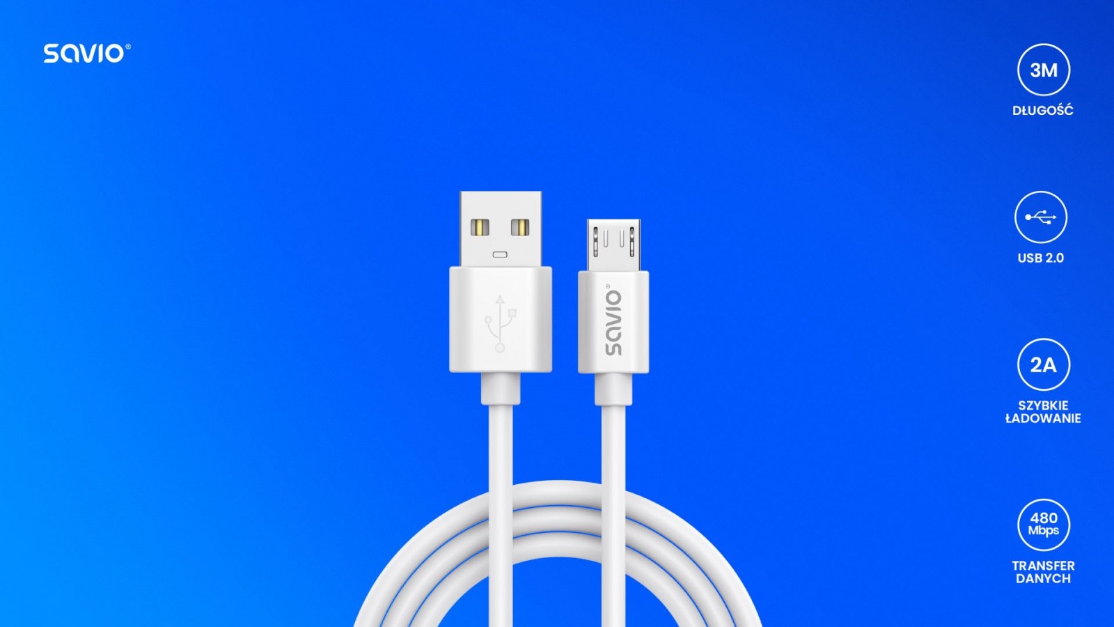 USB-A na Micro USB Kabel, 2A, 3m, CL-167 6