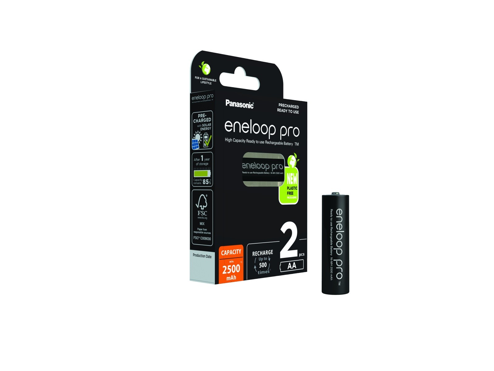 Polnilne baterije Pro AA Eneloop 2500 mAh, 2 kosi