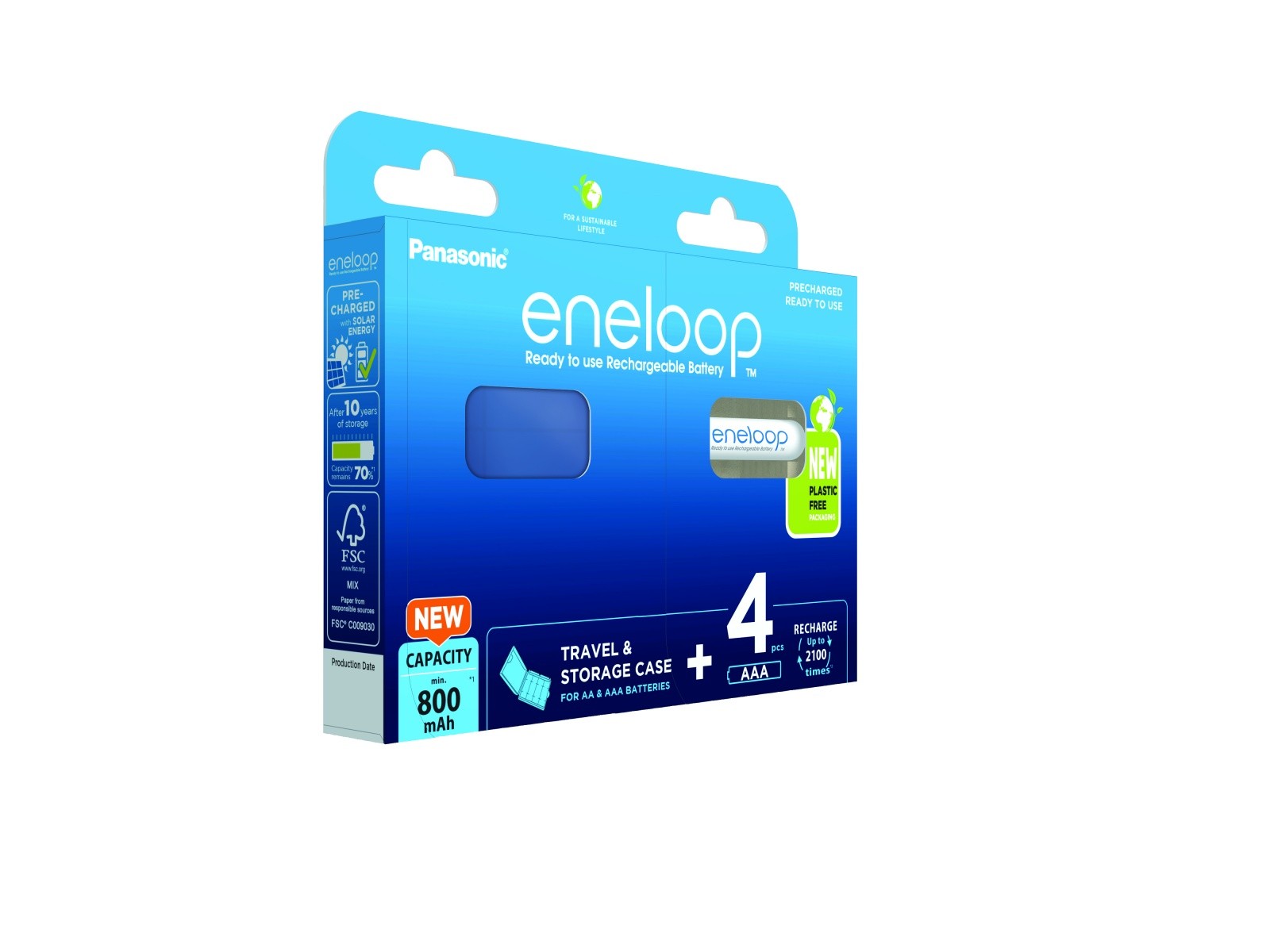 Baterije Eneloop AAA 800 mAh, 4 kosi + škatla