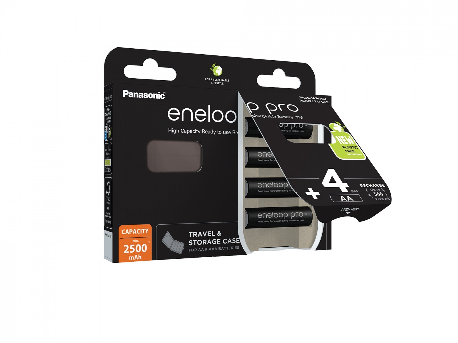 Baterije Eneloop PRO AA 2500 mAh, 4 kosi + škatla 2
