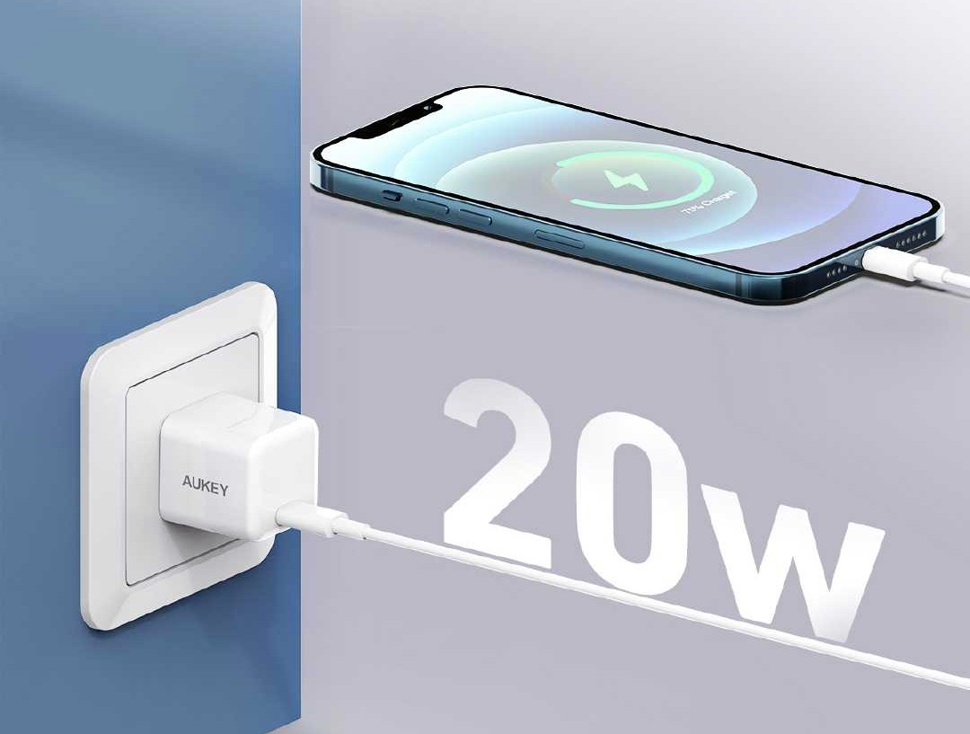 Mini polnilnik 1x USB-C 20W PD Power Delivery, bel 2