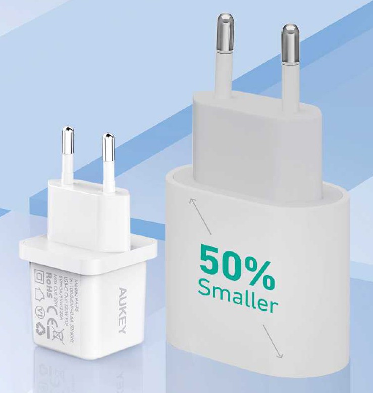 Mini polnilnik 1x USB-C 20W PD Power Delivery, bel 3