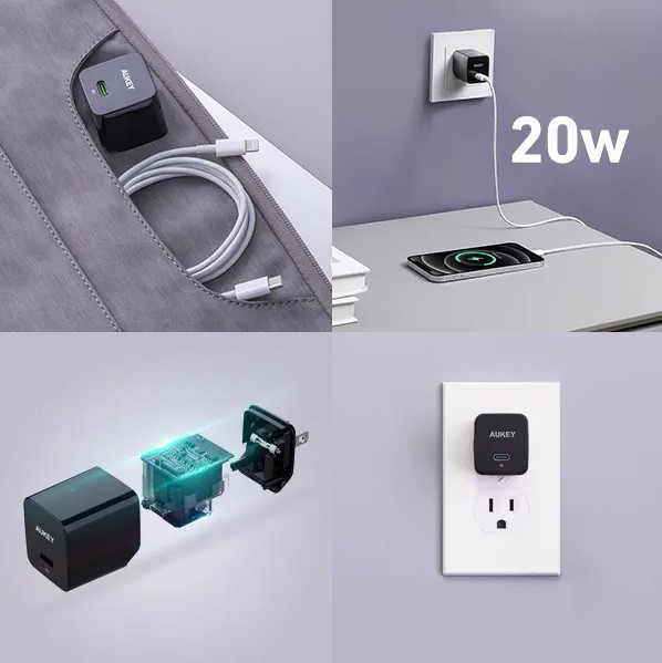 Mini polnilnik 1x USB-C 20W PD Power Delivery, črn 2